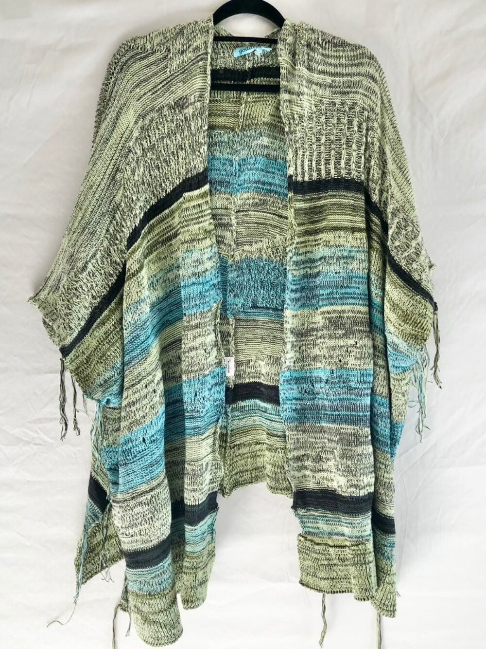 Goddis "Bullito Poolside" Sweater Knit Fringe Kaftan Kimono Size S/M